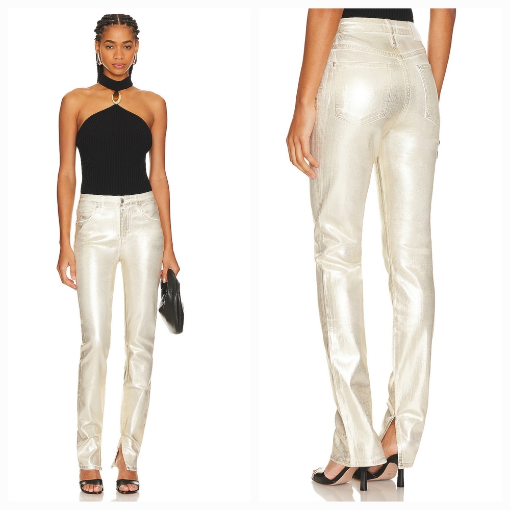 Jonathan Simkhai Rae High Rise Skinny in Gold Foil Size 24 NWT